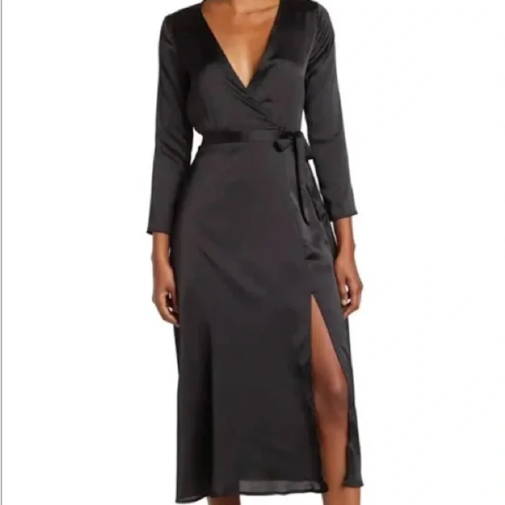 NSR Black Satin Midi Dress - Picture 2 of 8